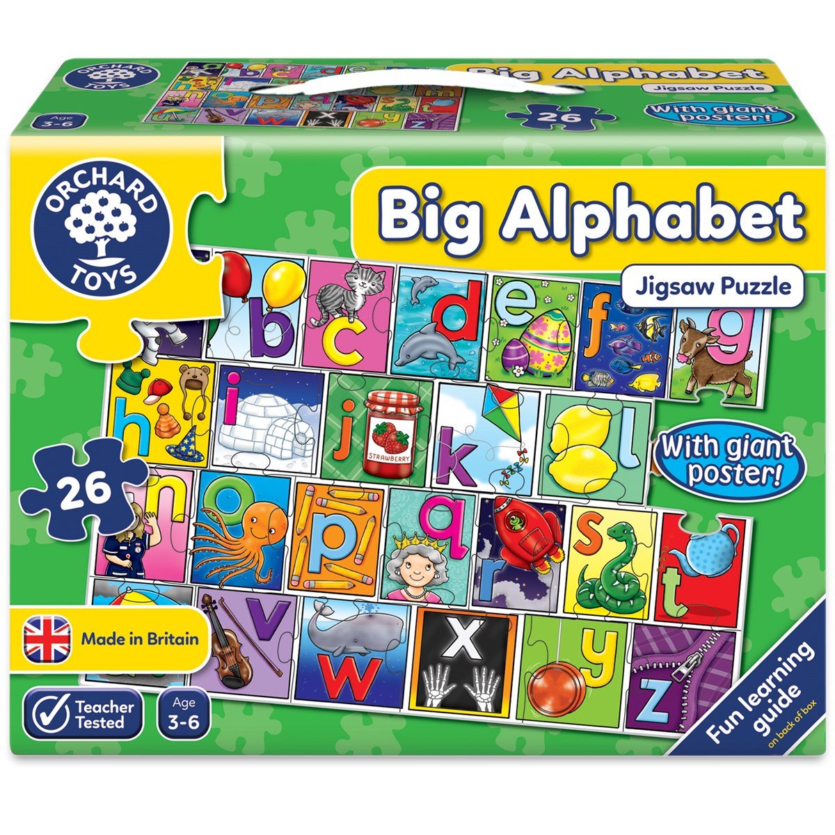 2x Orchard Toys alfabeto partido Rompecabezas 26 piezas 