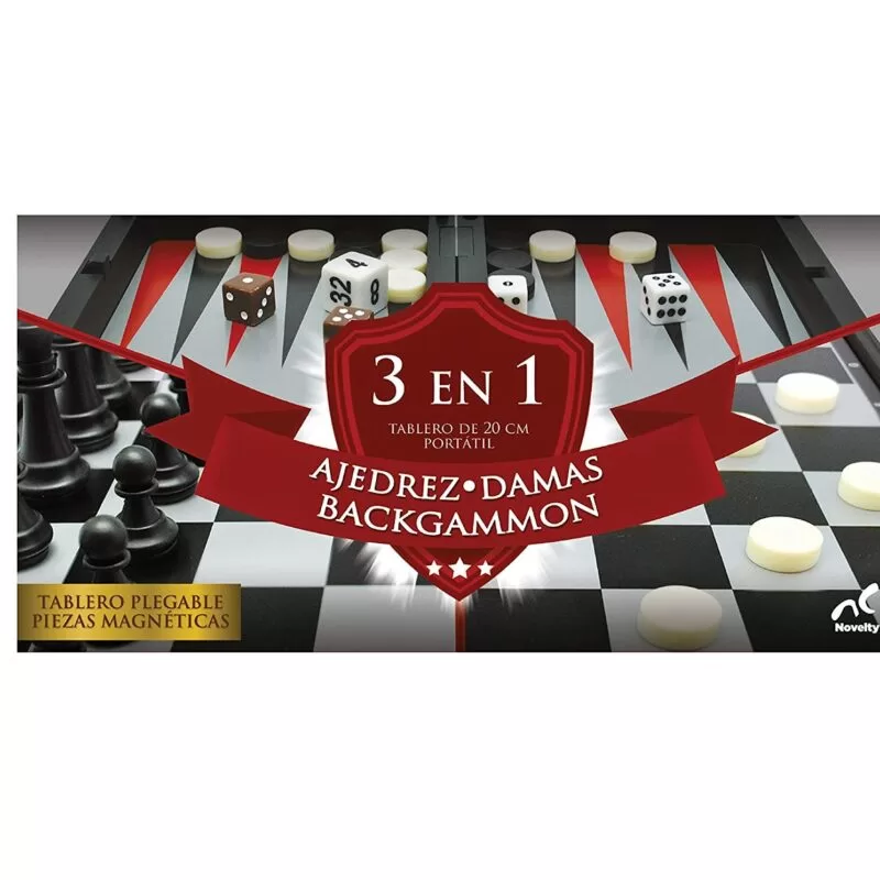 Set de Juegos 3 en 1 (Ajedrez, Damas y Backgammon) - Novelty