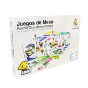 JUEGOS DE MESA 4 EN 1 DEL REAL MADRID (PARCHÍS-OCA-MEMO-DOMINÓ)