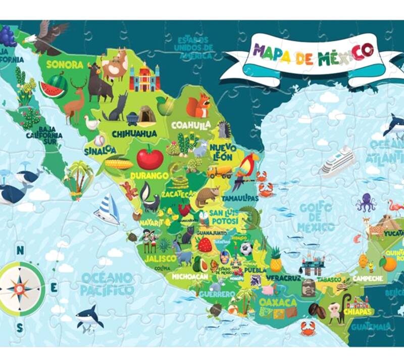 ROMPECABEZAS DE 100 PIEZAS DE MAPA DE MÉXICO - NOVELTY