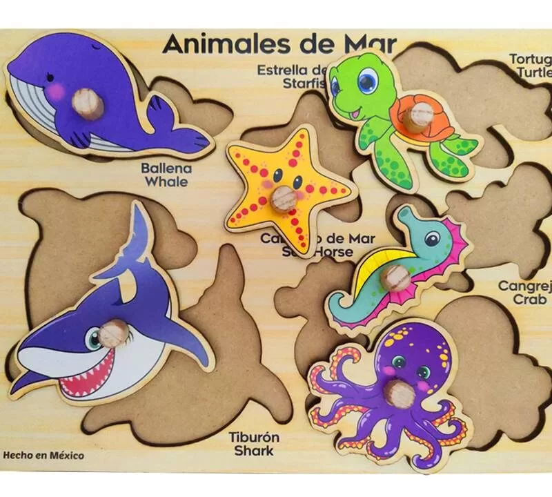 ROMPECABEZAS DE 8 PIEZAS DE PIJAS CON ANIMALES DEL MAR