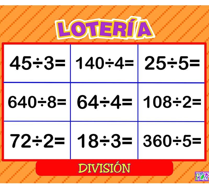 LOTERIA DE MULTIPLICACIÓN Y DIVISIÓN – TEACH PLAYY DIVISIÓN – TEACH PLAY 3 LOTERIA DE MULTIPLICACIÓN Y DIVISIÓN - TEACH PLAY
