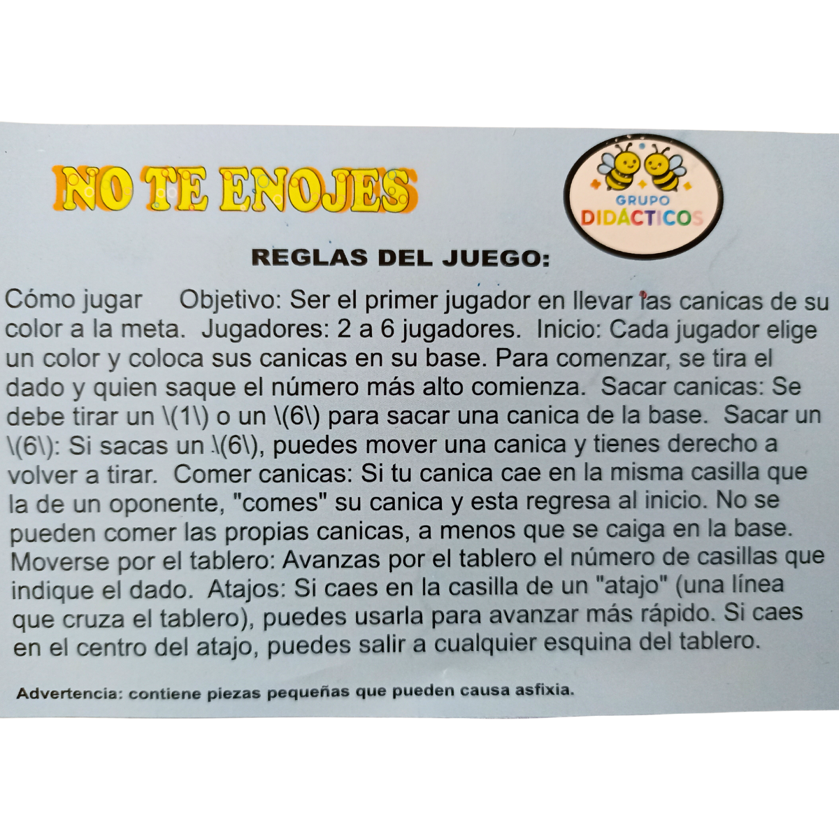 NO TE ENOJES TABLERO REDONDO