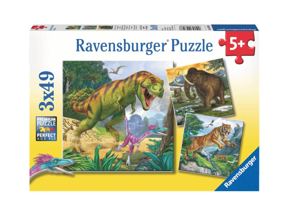 3 ROMPECABEZAS 49 PIEZAS ANIMALES PREHISTÓRICOS - RAVENSBURGER
