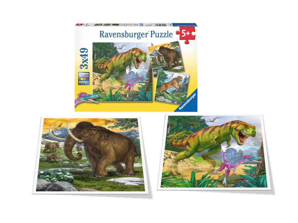 3 ROMPECABEZAS 49 PIEZAS ANIMALES PREHISTÓRICOS - RAVENSBURGER