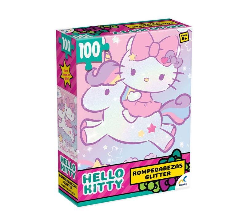 ROMPECABEZAS CON GLITTER 100 PIEZAS HELLO KITTY - NOVELTY