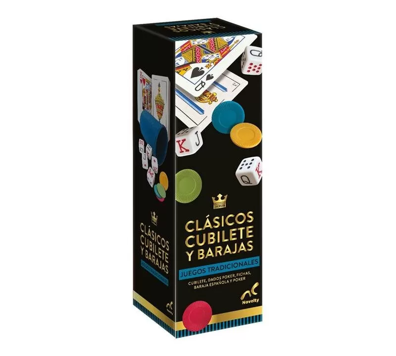 SET DE JUEGO CUBILETE Y BARAJAS - NOVELTY