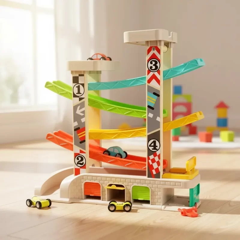 Pista de Carros 4 Rampas con Garage – TopBright