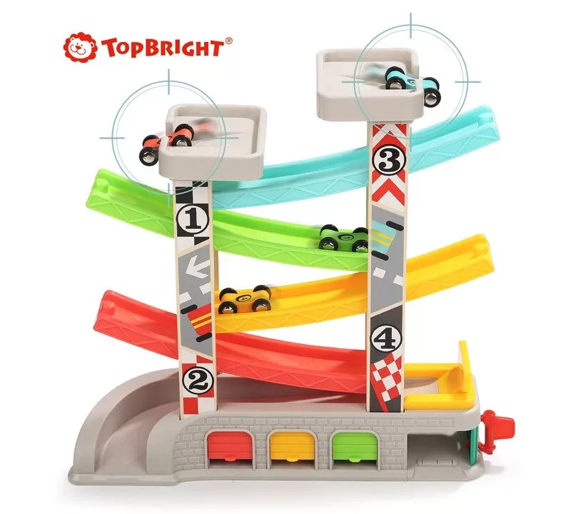 PISTA DE CARRO 4 RAMPAS CON GARAGE - TOPBRIGHT