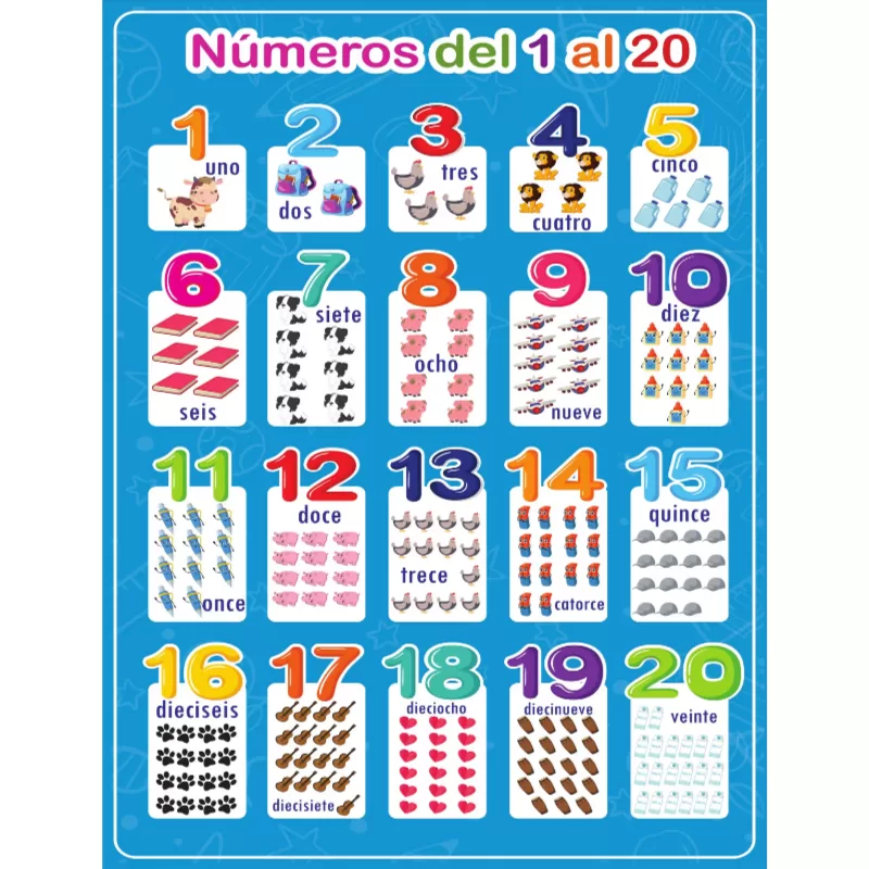 LAMINA VOCALES Y NUMEROS DEL 1 AL 20