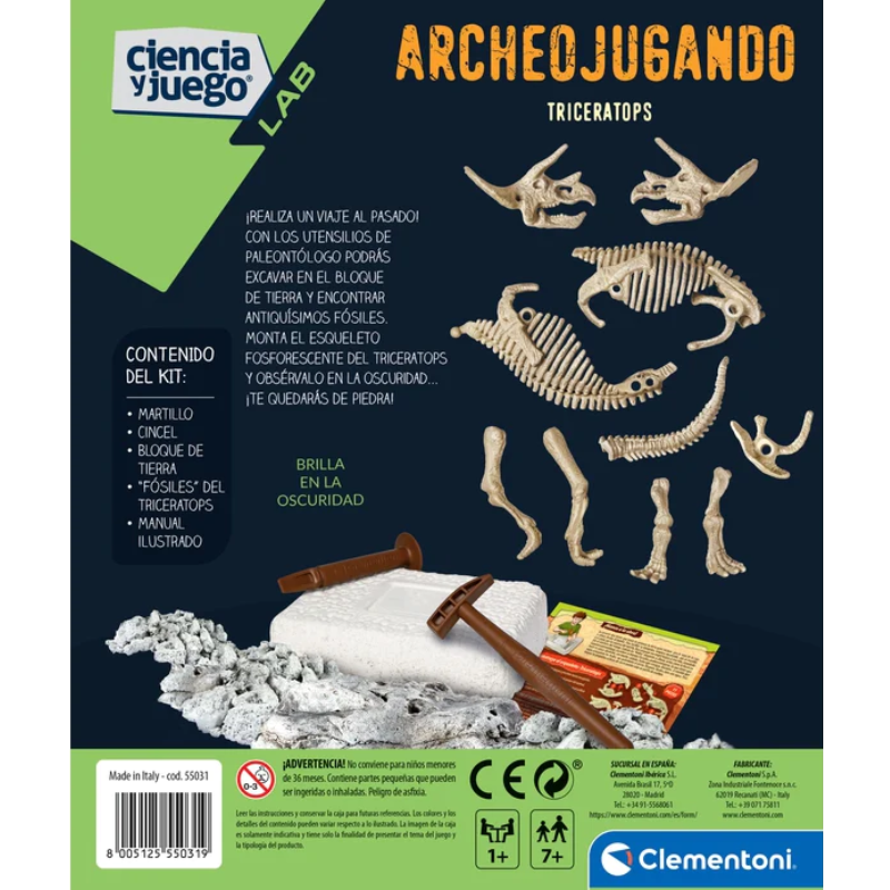 ARQUEOJUGANDO TRICERATOPS FOSFORESCENTE - CLEMENTONI
