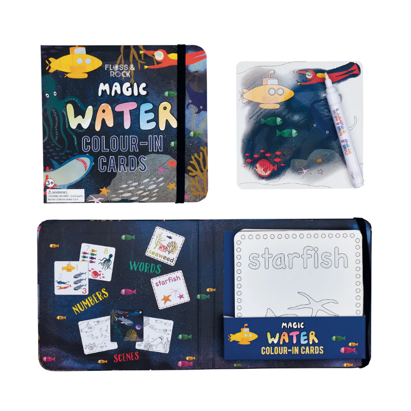 TARJETAS MAGICAS PARA COLOREAR CON AGUA EL MAR - FLOSS & ROCK