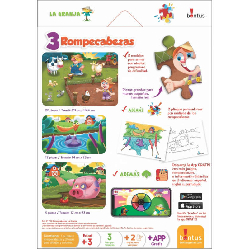 3 ROMPECABEZAS DE LA GRANJA - BONTUS