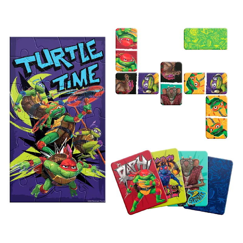 JUEGO 3 EN 1 TORTUGAS NINJA (ROMPECABEZAS, MEMORIA Y DOMINO) - NOVELTY