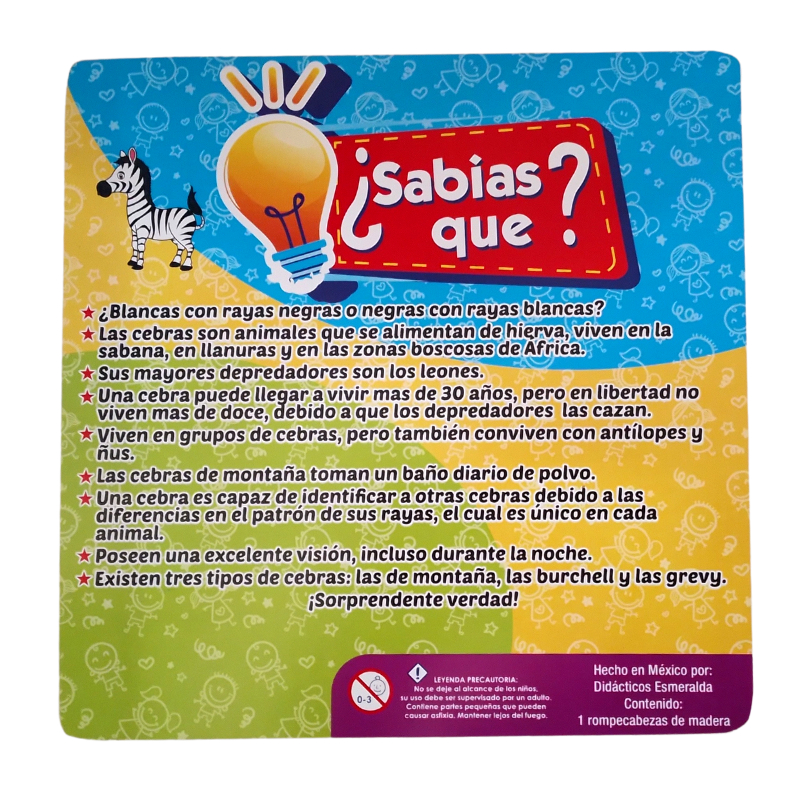 ROMPECABEZAS SABIAS QUE CEBRA