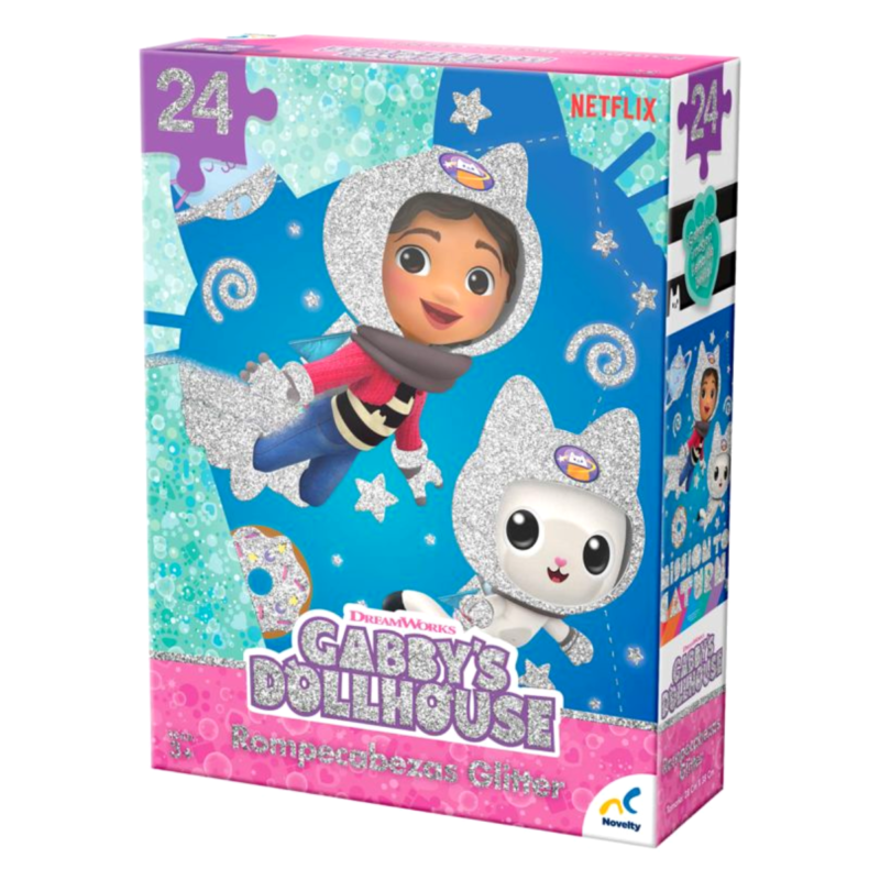 ROMPECABEZAS GLITTER 24 PIEZAS GABBY DOLLHOUSE - NOVELTY