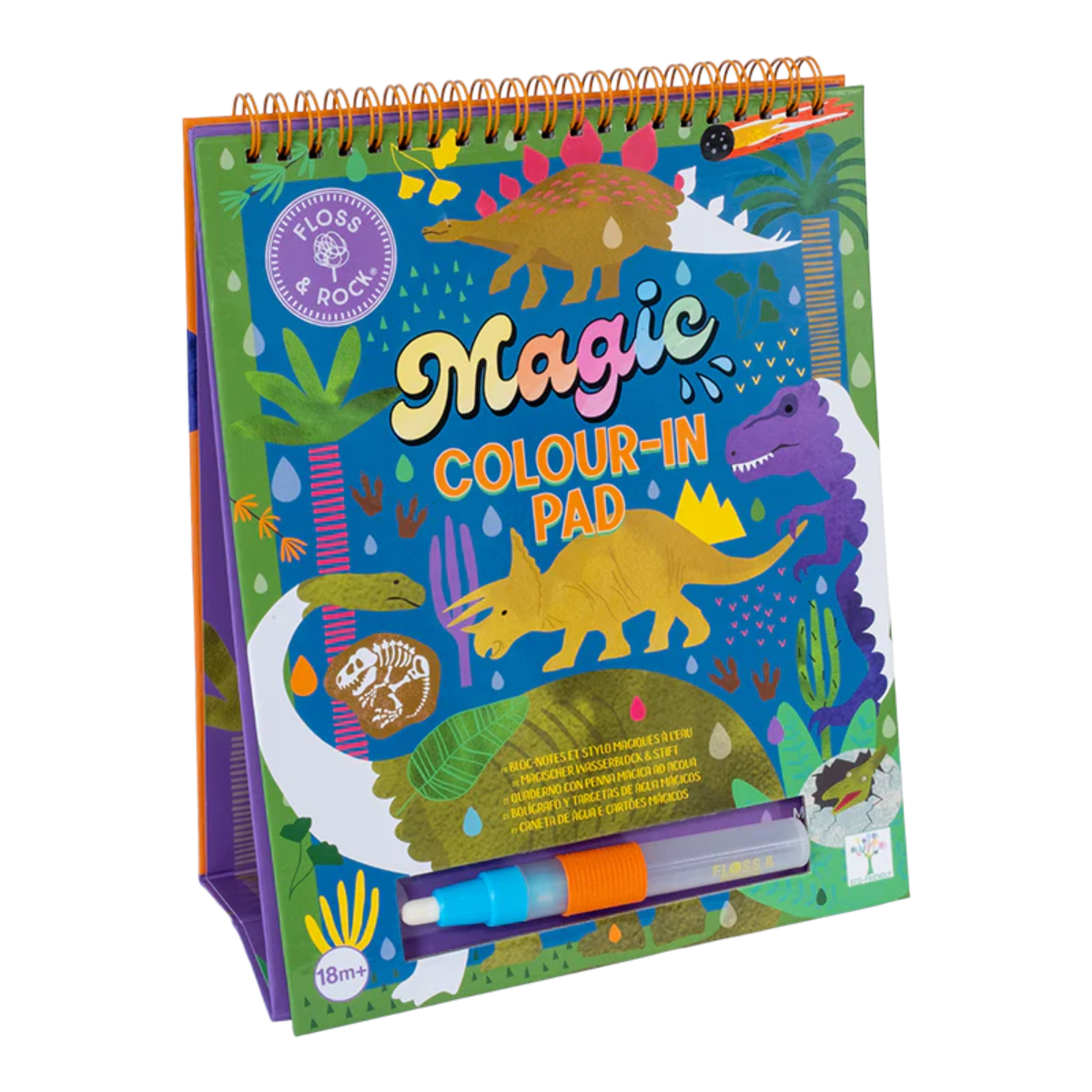 LIBRO MAGICO PARA COLOREAR DINOSAURIOS - FLOSS & ROCK