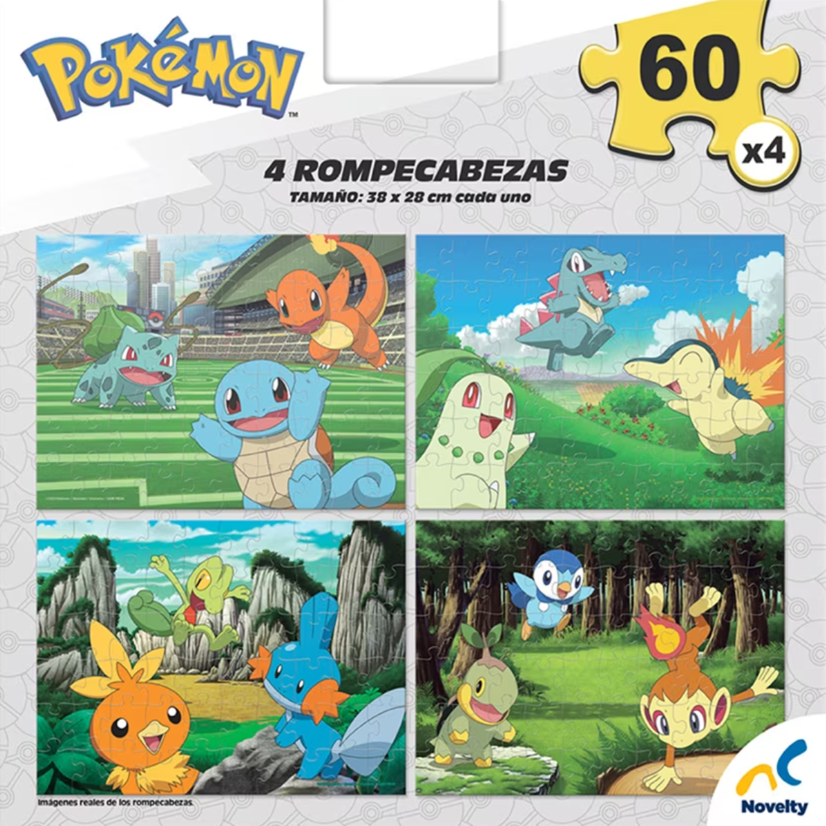 ROMPECABEZAS 4 EN 1 POKEMON 60 PIEZAS - NOVELTY