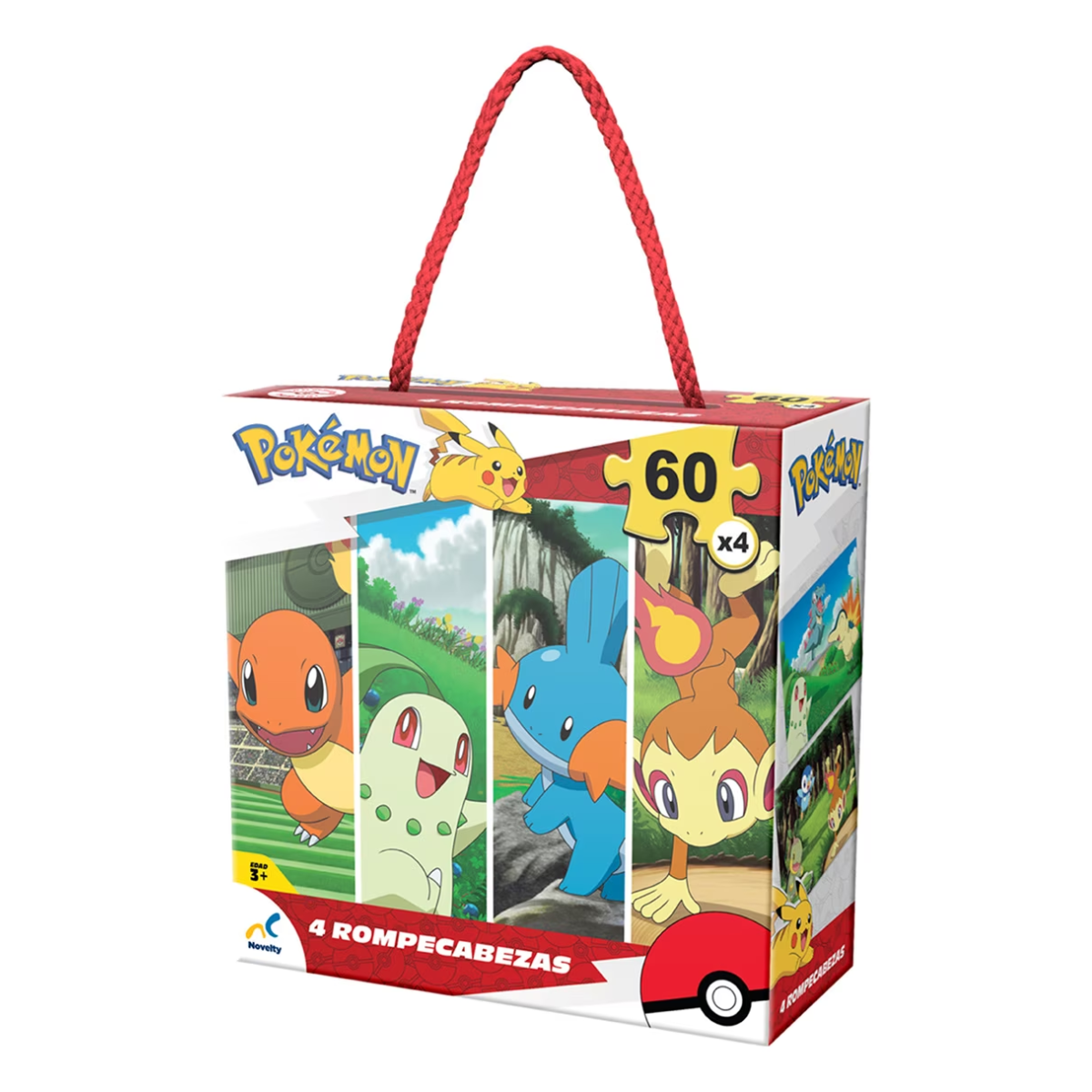 ROMPECABEZAS 4 EN 1 POKEMON 60 PIEZAS - NOVELTY