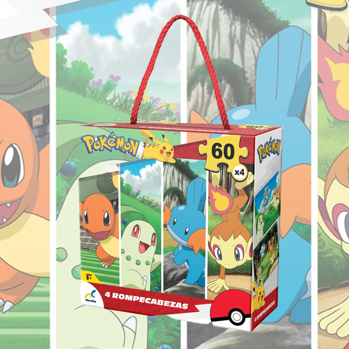 ROMPECABEZAS 4 EN 1 POKEMON 60 PIEZAS - NOVELTY