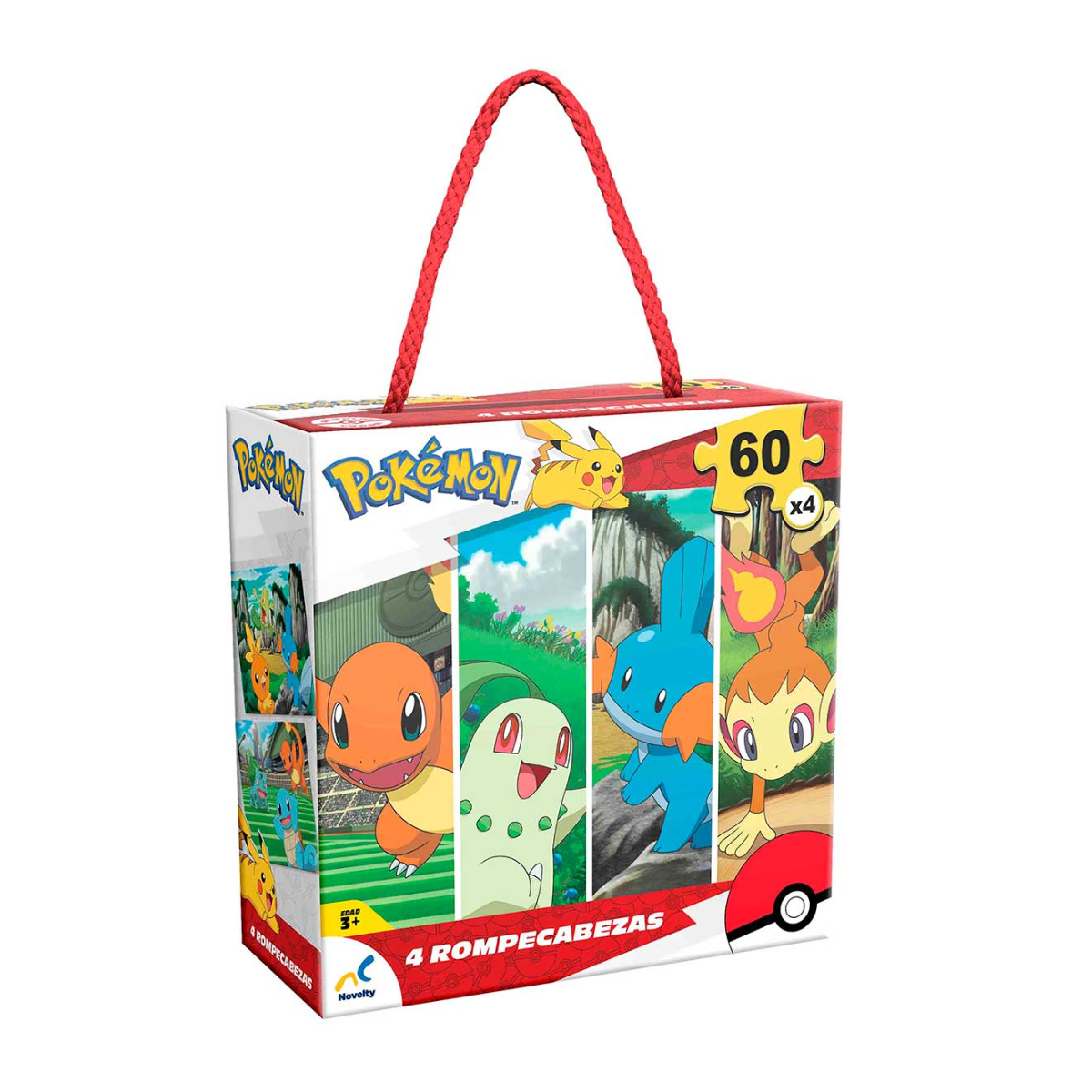 ROMPECABEZAS 4 EN 1 POKEMON 60 PIEZAS - NOVELTY