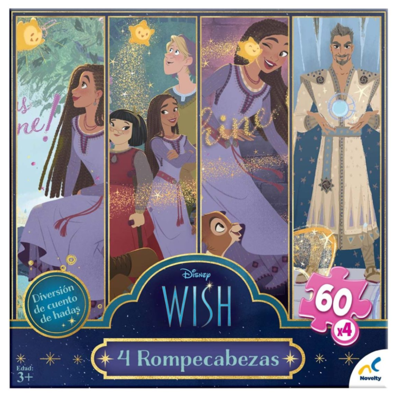 ROMPECABEZAS 4 EN 1 WISH 60 PIEZAS - NOVELTY
