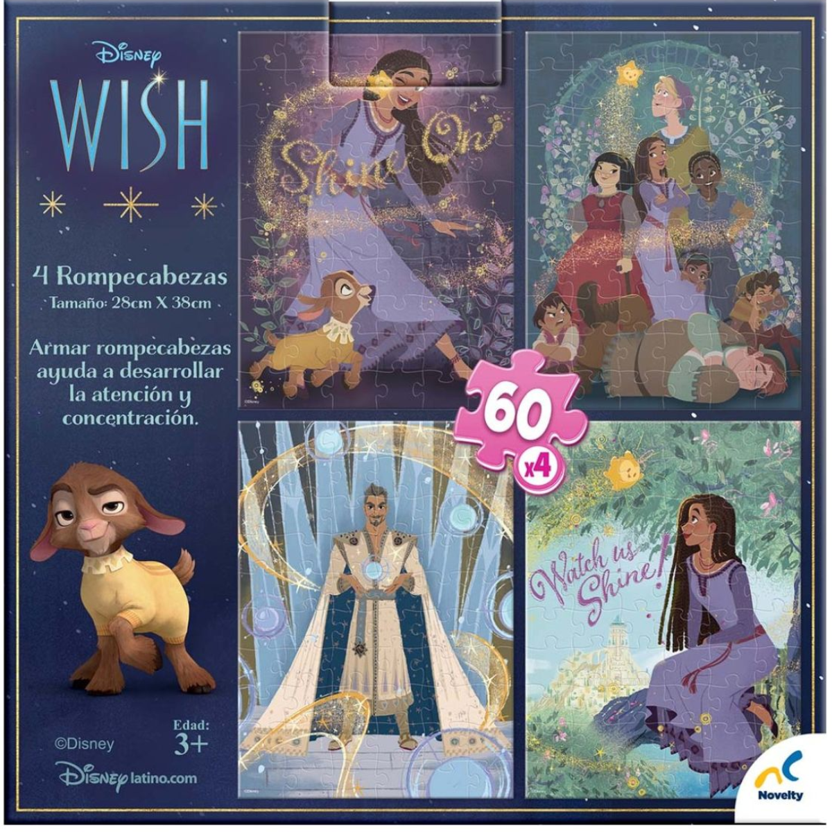 ROMPECABEZAS 4 EN 1 WISH 60 PIEZAS - NOVELTY