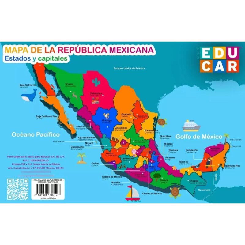 Mapa de la República Mexicana Estados y Capitales - Imagen 4