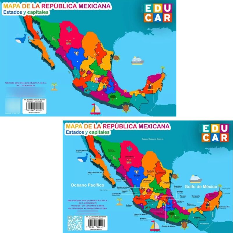 Mapa de la República Mexicana Estados y Capitales - Imagen 3