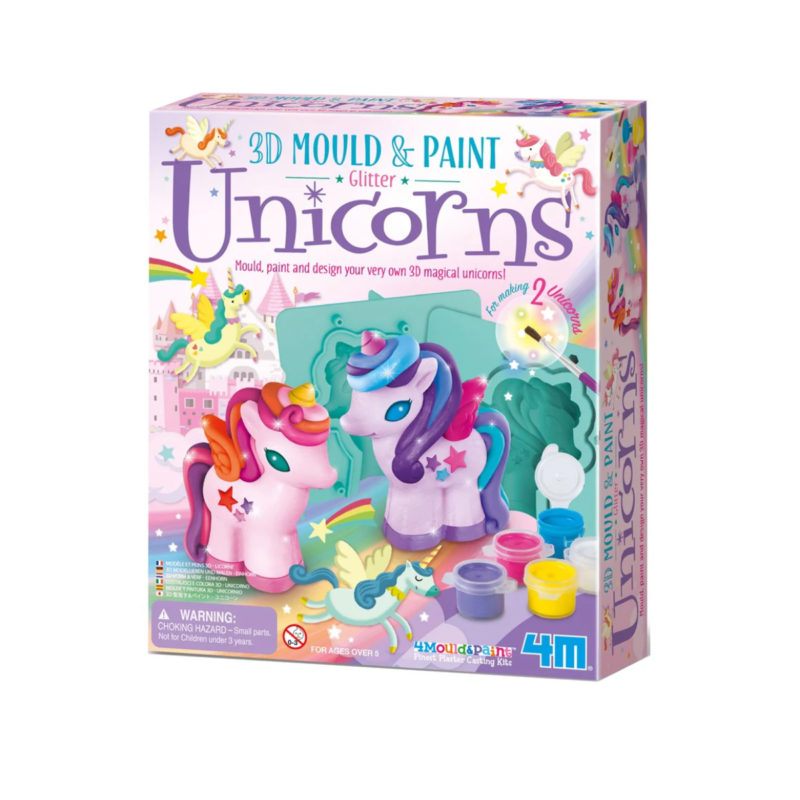 Moldea y Pinta Unicornios 3D Mould and Paint Glitter Unicorns 4M