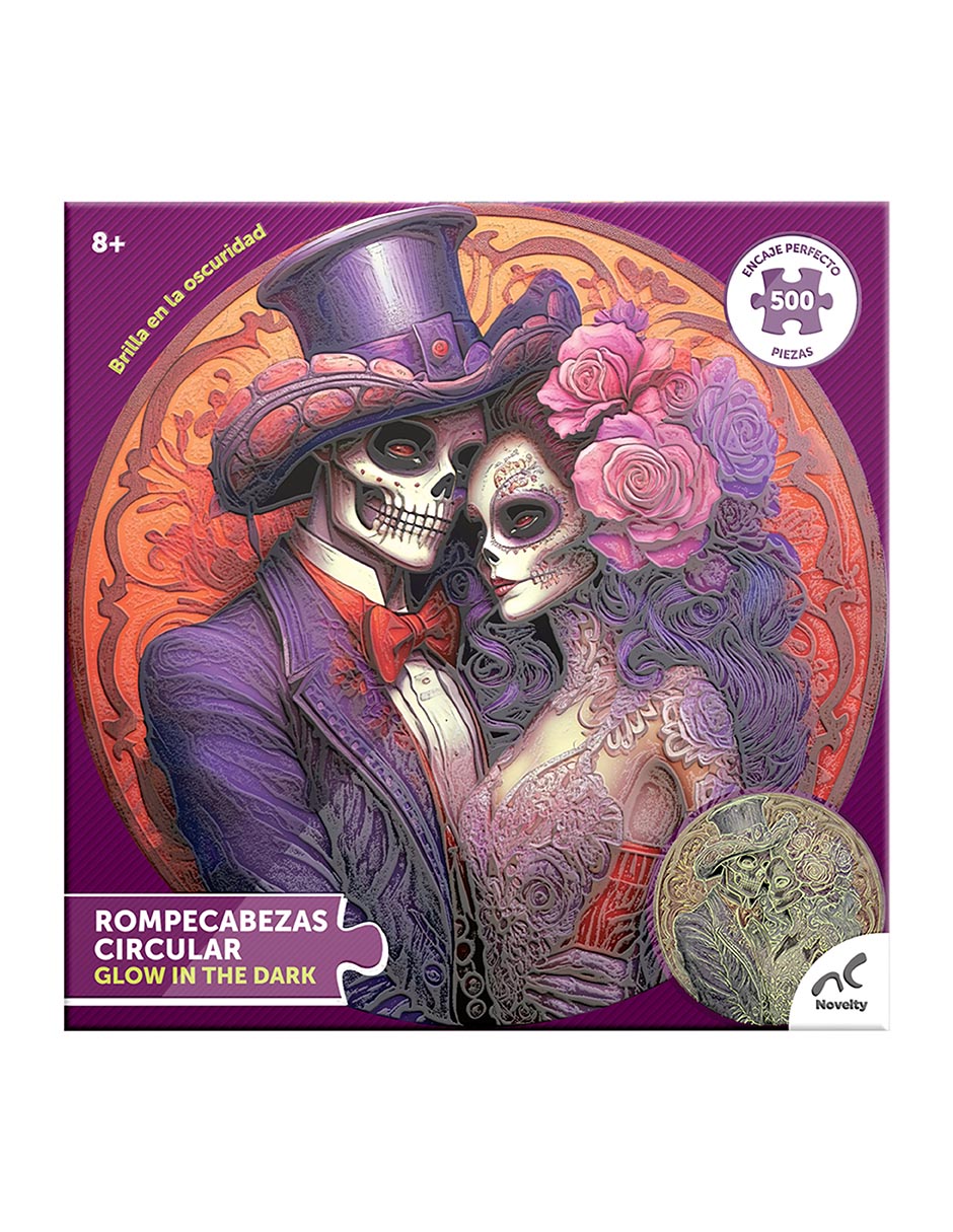 Rompecabezas Circular Glow in the Dark Catrina Novelty 500 piezas - Imagen 2