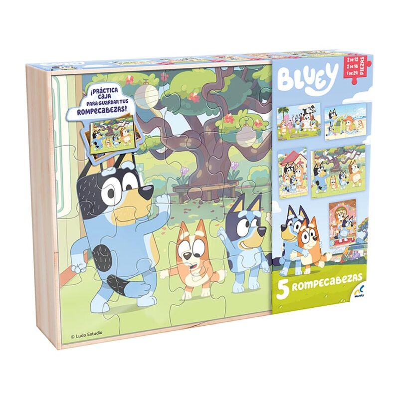 Rompecabezas 5 en 1 Bluey Caja de Madera Novelty