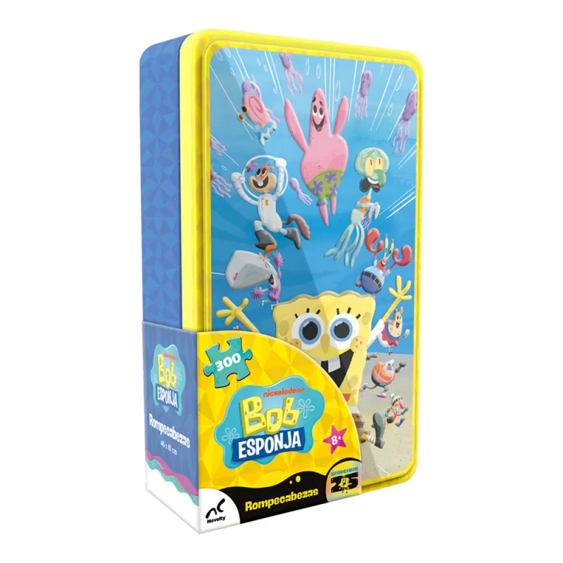 ROMPECABEZAS 300 PIEZAS BOB ESPONJA CAJA METALICA