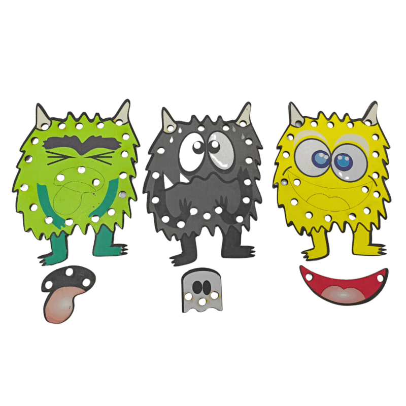 JUEGO DE ENSARTE MONSTRUOS DE COLORES