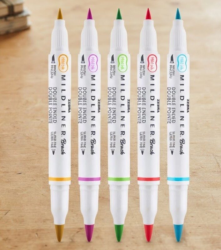 Marcador de Doble Punta Mildliner Vibrant 5 Piezas – Zebra