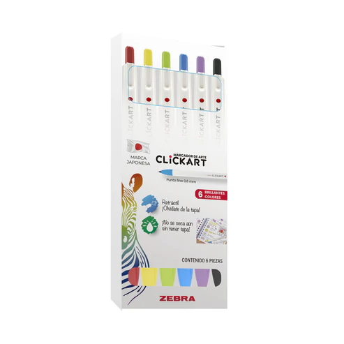 Marcador Retráctil CLiCKART 6 Piezas