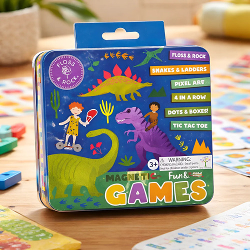 Lata Magnética de Diversión y Juegos Dinosaurios – Floss & Rock