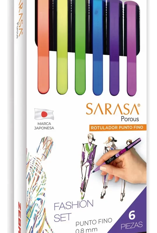 Rotulador Sarasa Porous Punto Fino Estuche 6 Piezas Fashion Set