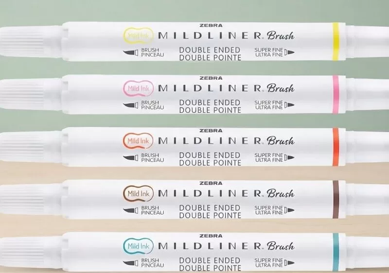 Marcador Doble Punta Mildliner Brush 5 Piezas – Zebra