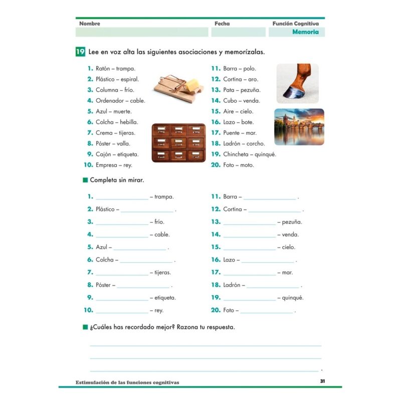 Estimulación de las funciones cognitivas. Nivel Adultos. Cuaderno 5: Memoria