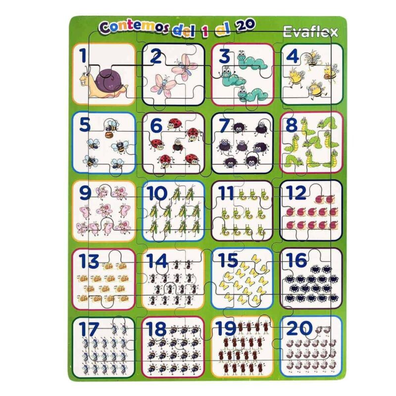 rompecabezas 50 pz animales y numeros