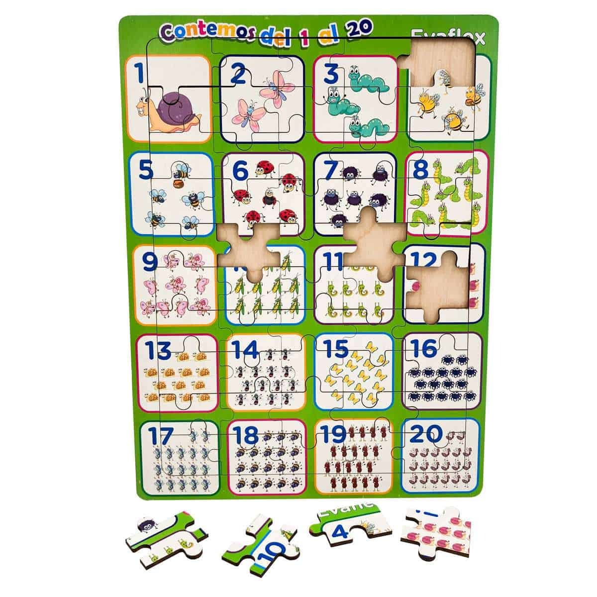 rompecabezas 50 pz animales y numeros