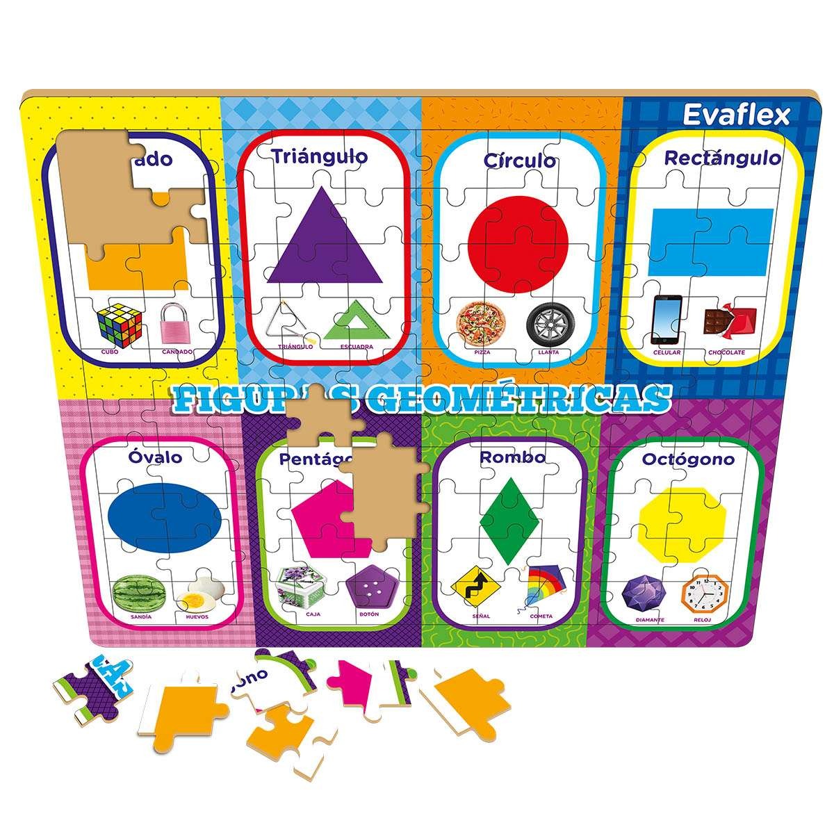 Rompecabezas 100 pz figuras y colores - evaflex