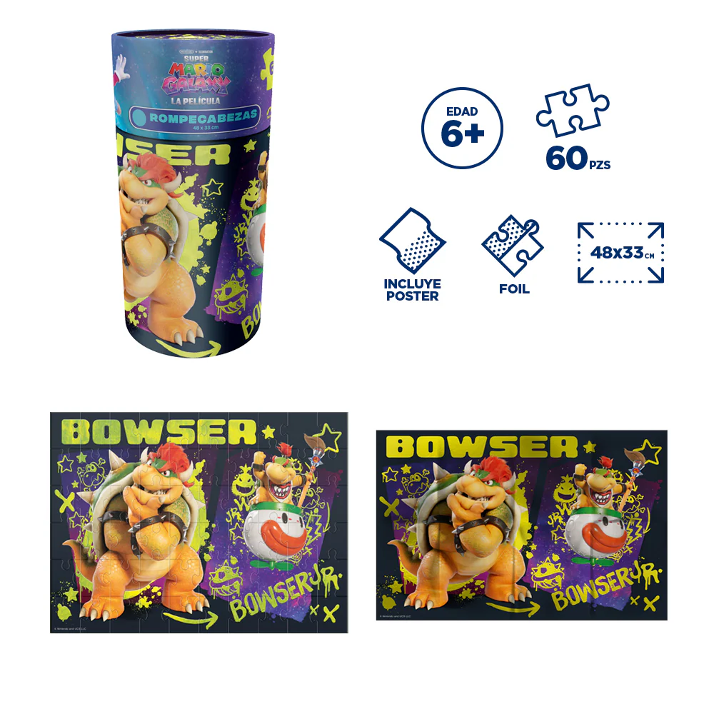 Rompecabezas Mario Galaxy Holográfico Cilindro 60 Piezas - Novelty