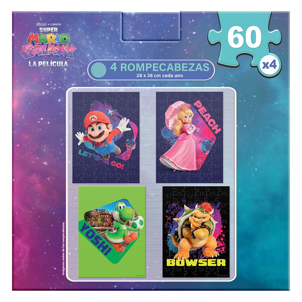 Rompecabezas Mario Galaxy 4 en 1, 60 Piezas