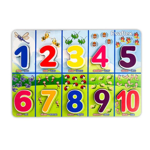 Rompecabezas Evaflex Madera Encaje Numeros C/10 Piezas - Evaflex