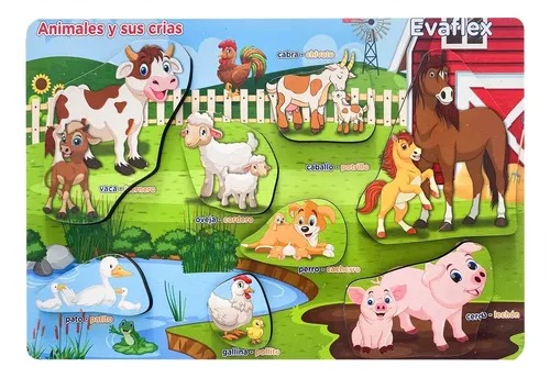 ENCAJE 8 PZAS ANIMALES Y SUS CRIAS
