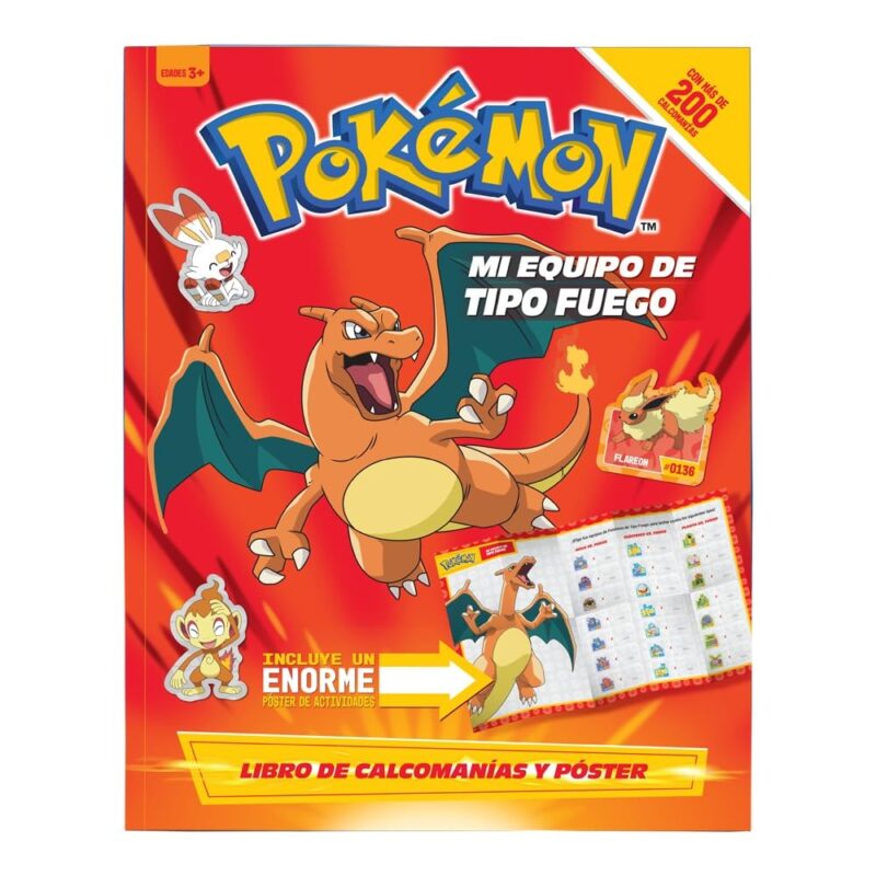Libro De Actividades Pokémon Con Stickers (Fuego)