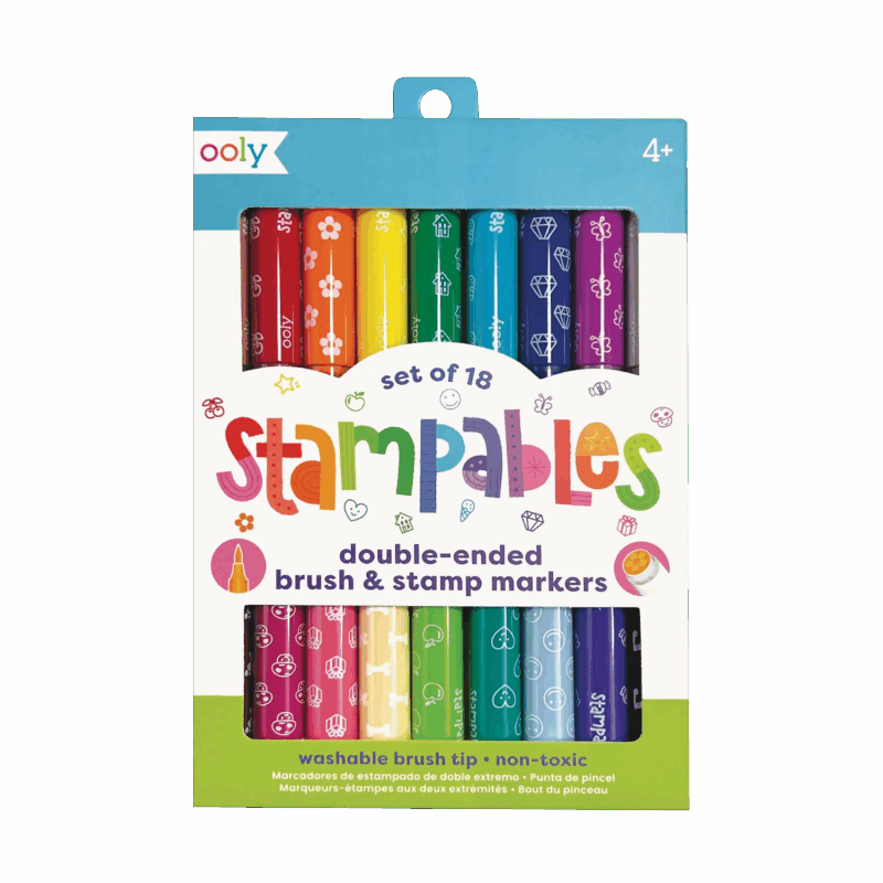 Marcadores Pincel 2 en 1 Doble Punta Stampables – Set de 18
