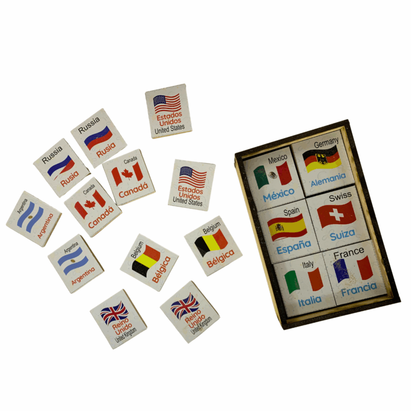 Memoria Bilingüe Banderas Del Mundo – Madera
